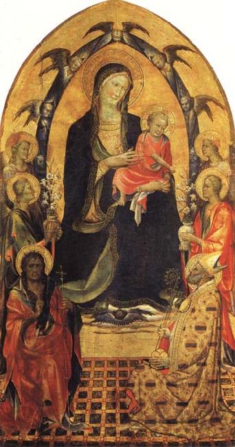 Gherardo Starnina Madonna and Child with SS.John the Baptist and Nicholas and Four Angels Norge oil painting art